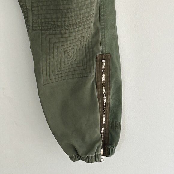 Free City Pants Size XS Olive Green Jogger Patchwork Zipper Cotton - Picture 8 of 13